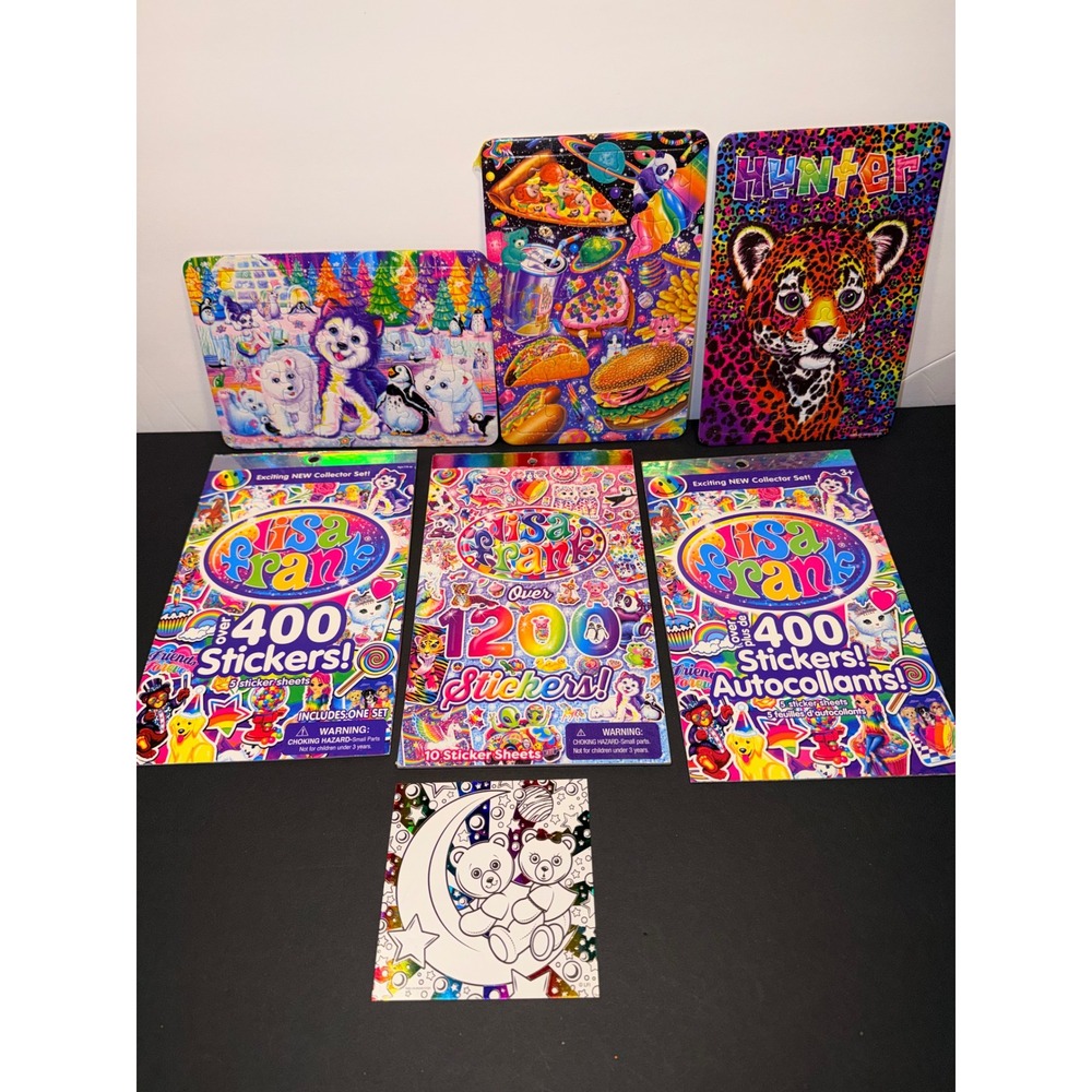 Lisa Frank Sticker Books and Puzzle Bundle Hunter Leopard Neon Rainbow 7pc Set